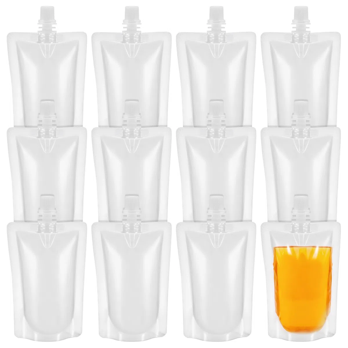 Operitacx 50 frascos de plástico para viajes, bolsas reutilizables de 100 ml, frascos de agua para jugo, para viajes, deportes al aire libre, conciertos, eventos