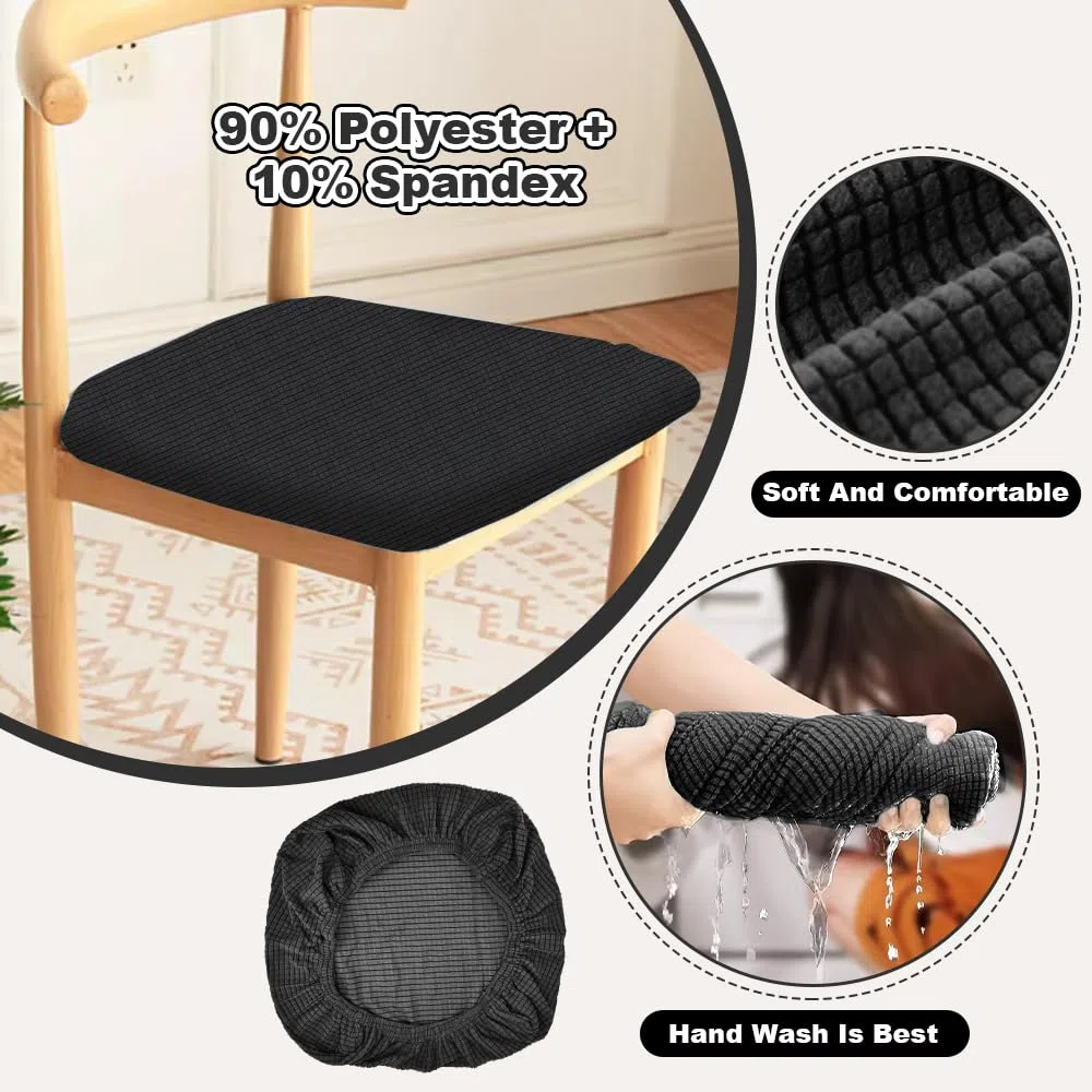 CAREDGO 2 Pcs Funda Asiento Silla Oficina Funda Silla Escritorio Fundas para Silla de Ordenador Funda para Asiento Silla Comedor Funda Silla Gaming Funda Protectora Silla Negra para Oficina Comedor