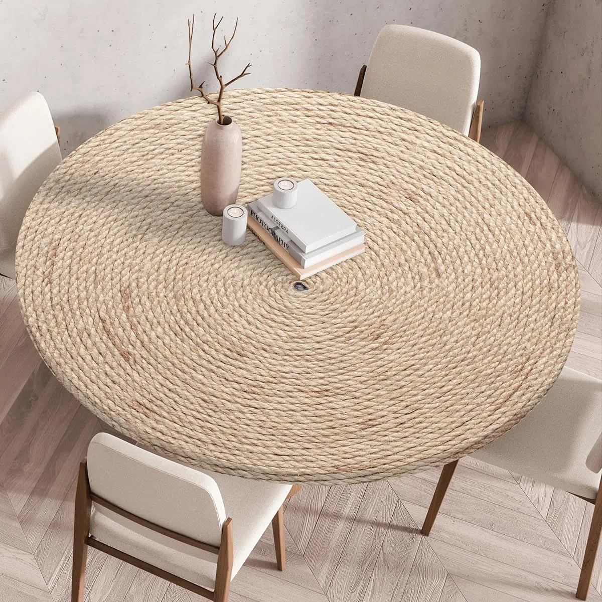 Odot Mantel Antimanchas Redondo 110 cm, 3D Mantel Mesa Redonda Impermeable Ajustable con Elásticos Bordes, Lavable Manteles para Comedor Exterior Jardín