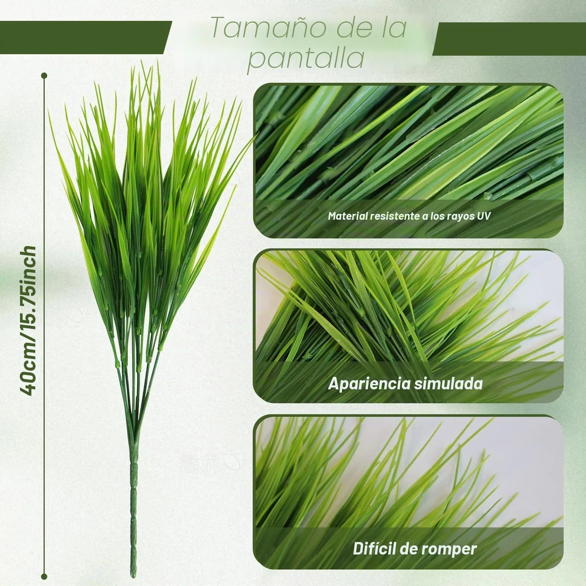 16 plantas de césped artificial, arbustos de trigo de imitación de 40 cm, plantas artificiales de hierba alta para decoración al aire libre, tallos de vegetación artificial para decoración