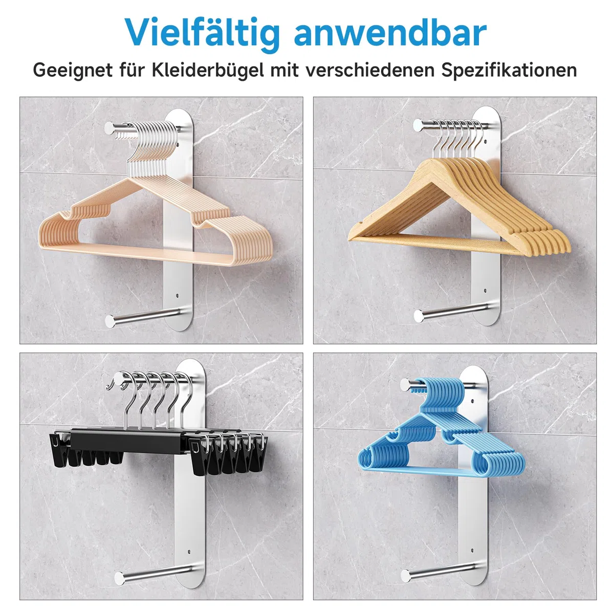 Perchas para Ahorrar Espacio, Organizador de Perchas, Colgador de Pared para Ahorrar Espacio, de Acero Inoxidable, para Lavadora y Secadora (Plata, 2PCS)