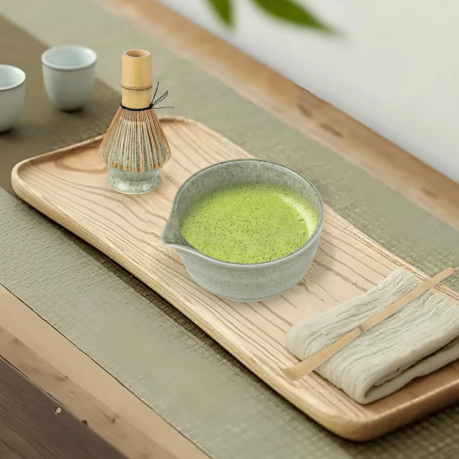 Matcha Kit - Té Matcha Kit de 4 Piezas, Batidor Té Matcha, Cuenco Té Matcha, Soporte Chasen y Cuchara Matcha - Kit Matcha para la Ceremonia del Té - Ideal para el Hogar, la Oficina y Como Regalo