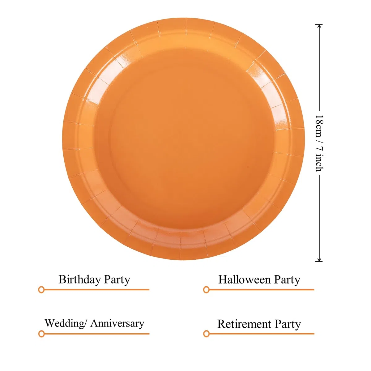 CEILIWEN Paquete de 100 platos de papel naranja – Platos redondos de 18 cm de color sólido para fiestas, cumpleaños, día de Acción de Gracias, Halloween, para catering y eventos (naranja, 7 pulgadas)