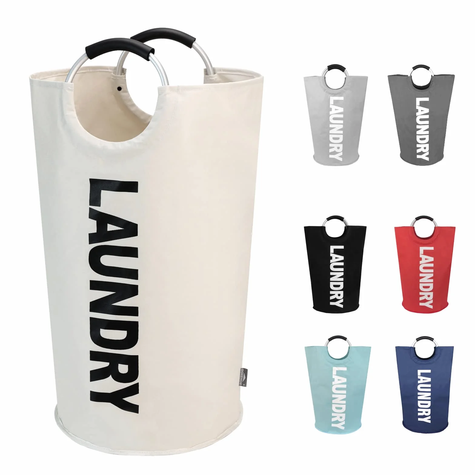 DOKEHOM 90L Cesta de Ropa Grande, Bolsa de Lavandería Plegable, Cesto Alto y Autoportante Para Ropa, Cesto de Lavado Plegable (Beige)