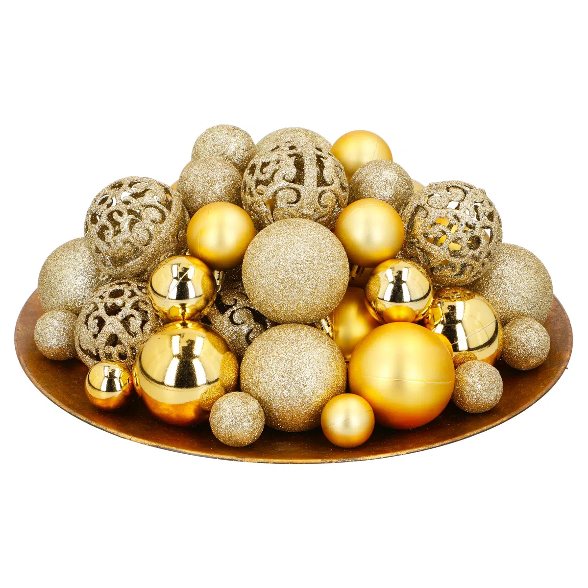 Christmas Gifts Bolas de Navidad Doradas - 101 Piezas Adornos Navideños - Adornos Navideños Plástico - Ø3/4/6 CM - para Uso en Interiores y al Aire Libre - con Ganchos de Bolas de Navidad