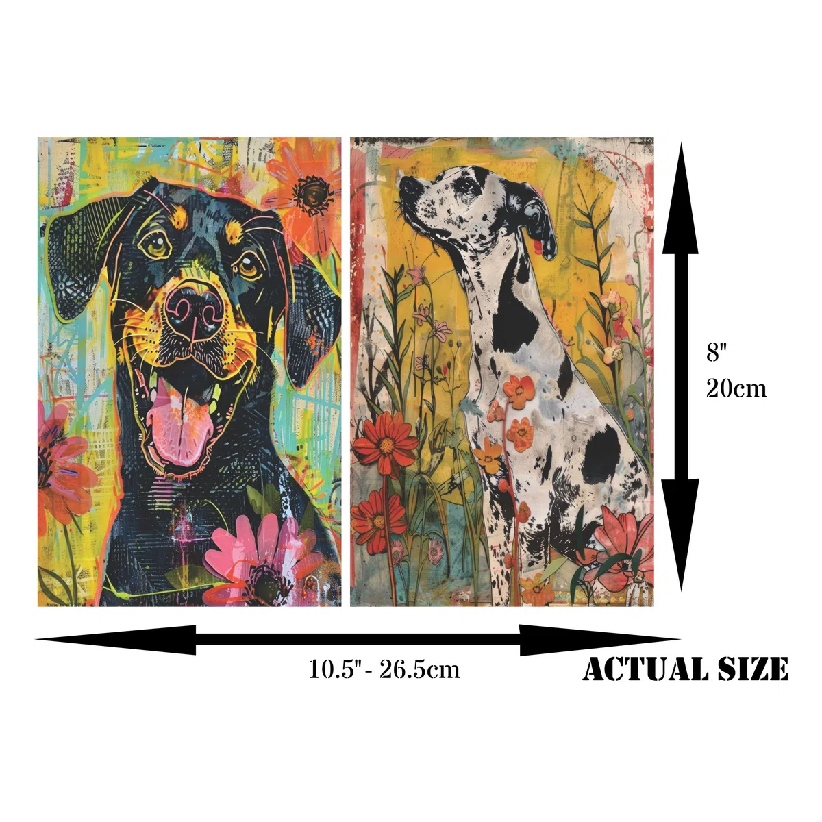 Papel de arroz Perros Abstractos, 20 x 26,6cm (6pc) - 6 Diseños para Scrapbooking Tarjetas Manualidades, Decoupage by CRAFT KREATIVELY
