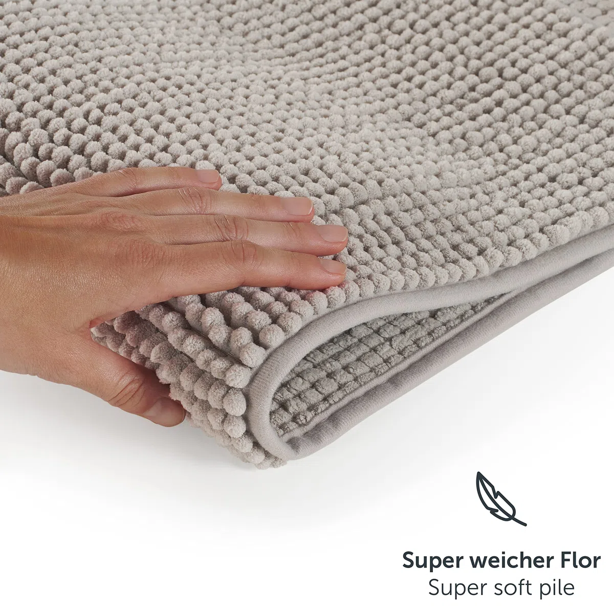 Blumtal Alfombra Baño Secado Rapido Chenille - 60x120 cm Alfombrilla Baño Antideslizante - Certificado Oeko-Tex - Alfombrilla Ducha Lavable Bathroom Mat Bath Mat - Tapete WC Gris