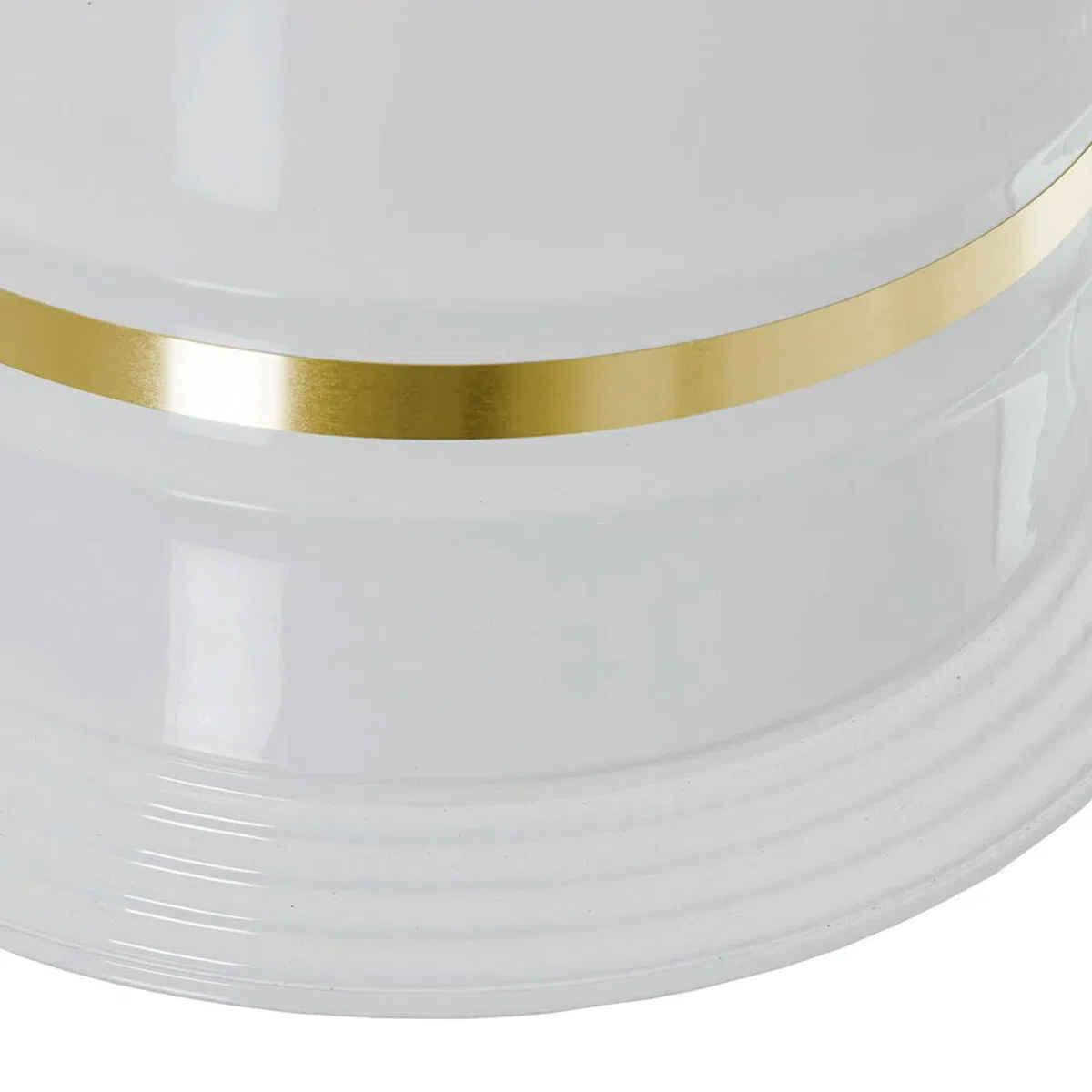 AC - Paragüero Redondo con Adorno - Fabricado en Latón - Soporte para Paraguas cilíndrico metálico para Entrada de oficinas, hogar, diseño clásico - Ø 23,2 x 40,4 cm - Color Blanco/Dorado