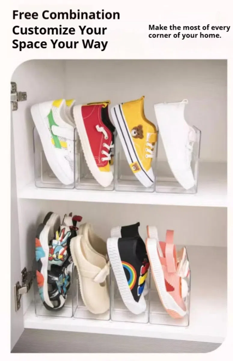 Genérico Zapatero para niños, organizadores de Zapatos, Organizador de Zapatos de acrílico, Almacenamiento de Zapatos de 4 Secciones para niños para Entrada de Armario