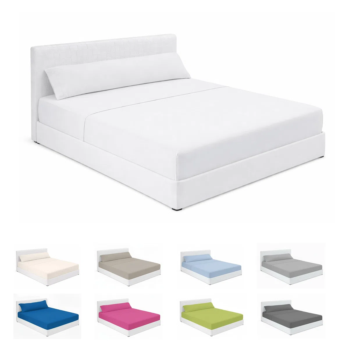 SABANALIA - Juego de Sabanas 90x190 de Hostelería | Blanco | 3 Piezas | Sábana Encimera, Sábana Bajera Ajustable y Funda Almohada | Cama 90x190 | 50% Algodón - 50% Poliéster