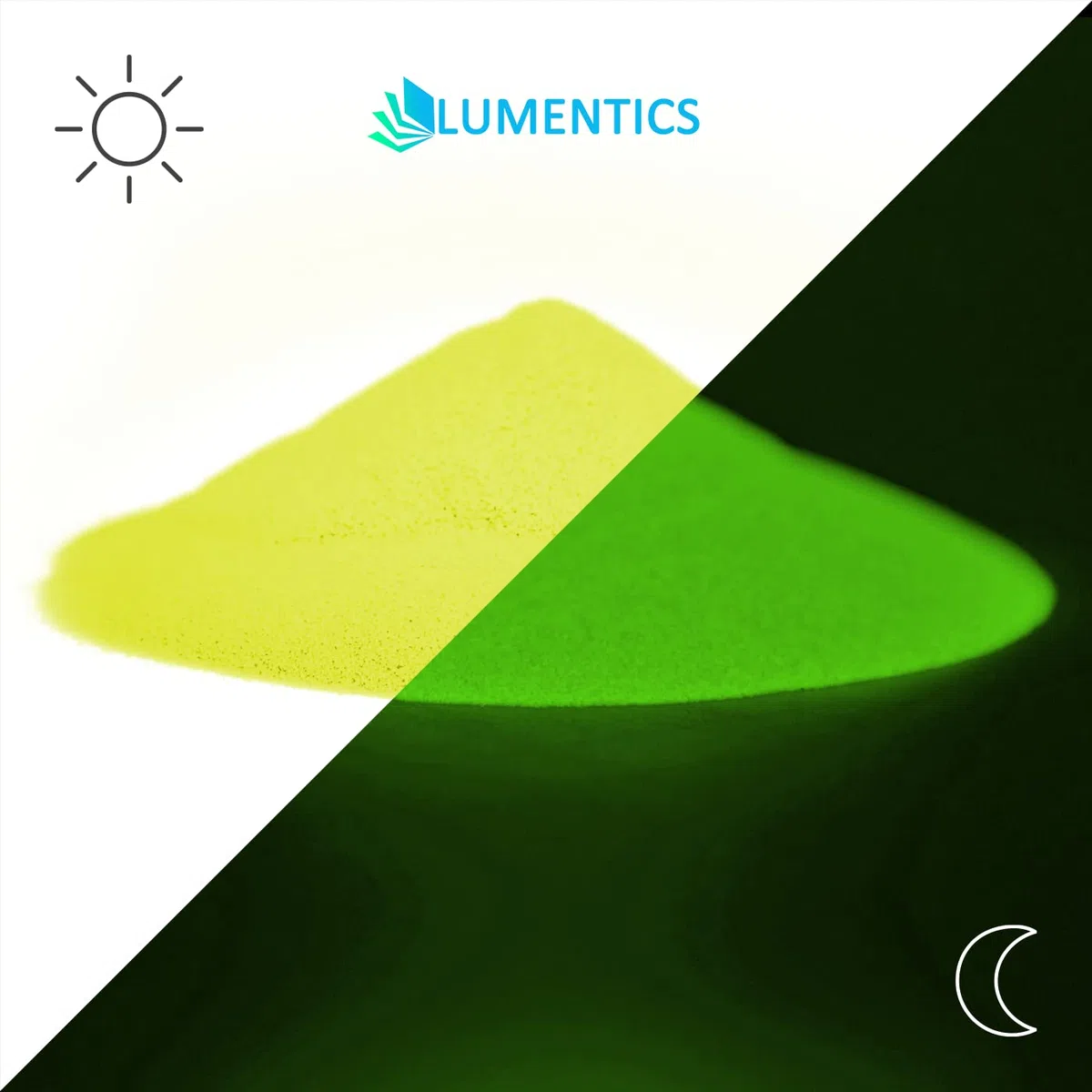 lumentics Pigmento de color amarillo que brilla en la oscuridad, 40 g, polvo luminoso, polvo luminoso, luz negra, UV (40 g, amarillo-verde)