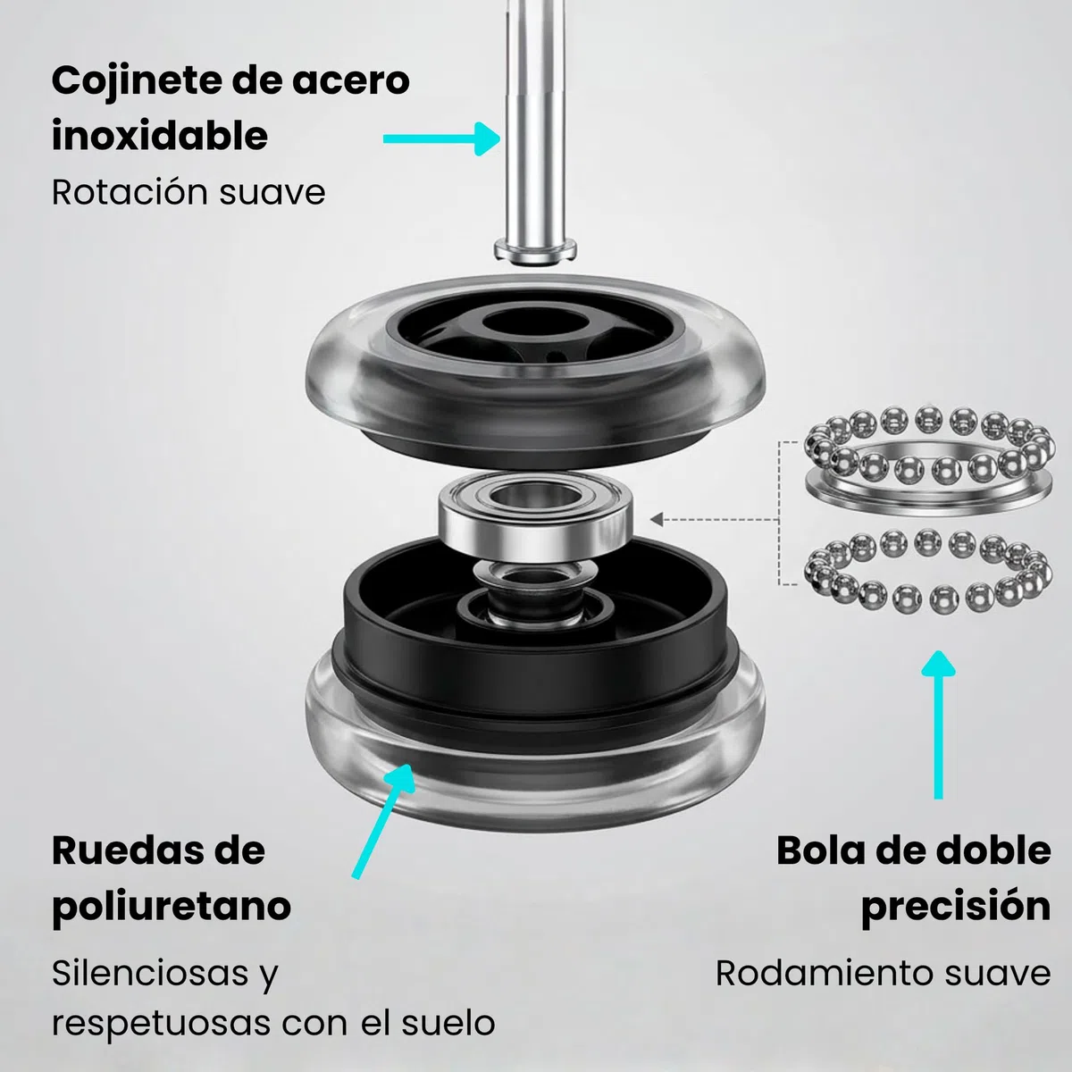 Ediesi, Ruedas Silla Oficina Silicona (Juego de 5) – Ruedas Giratorias Silenciosas y Suaves – Recambio Universal 11x22mm – No Rayan Suelo, Alta Resistencia Acero (11x22 mm)