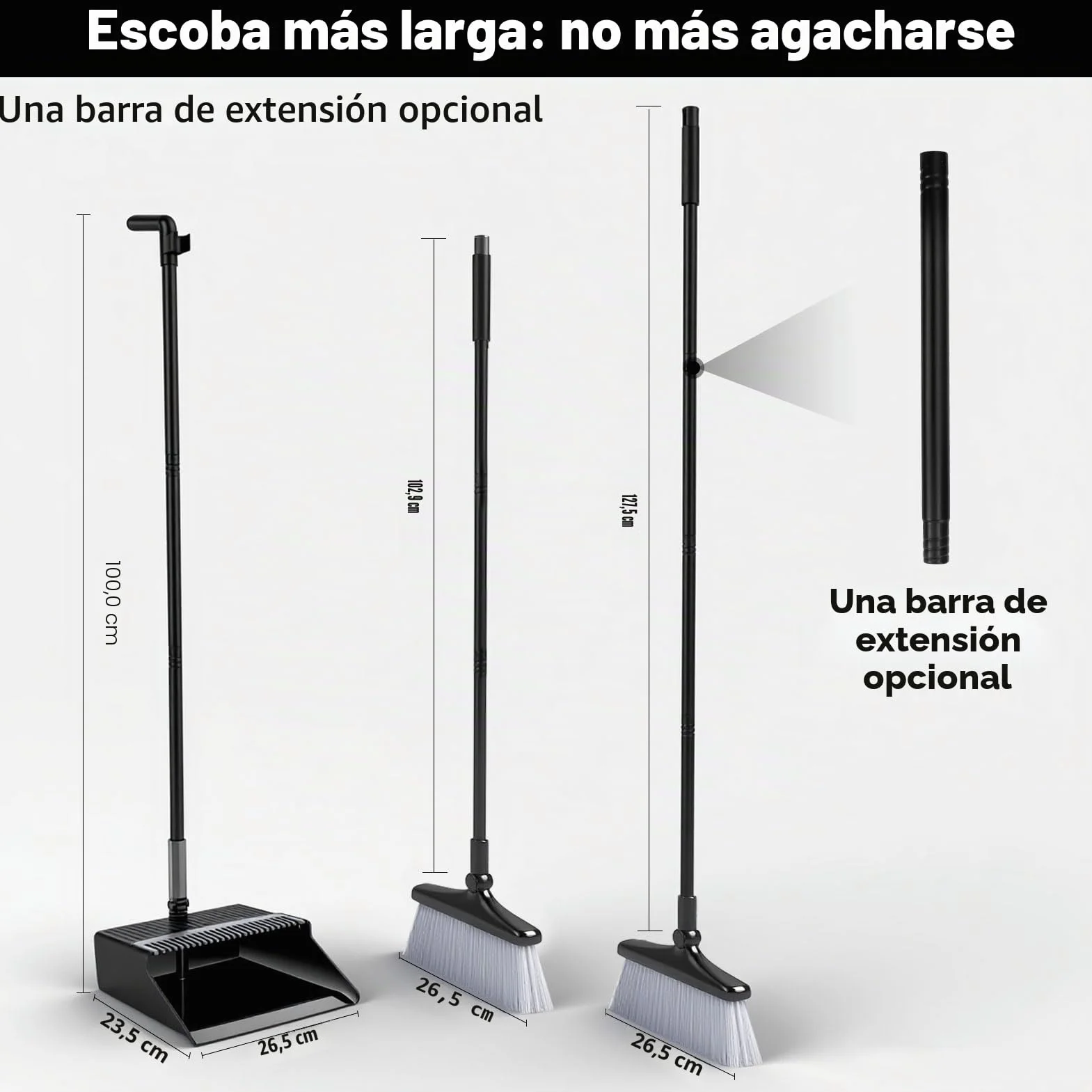 Juego de Escoba y recogedor,Juego de recogedor y Cepillo de Mango Largo,Juego de Escoba Vertical para Barrer,Cepillo barredor Giratorio 180 Grados,Recogedor doméstico con Dientes de Peine para hogar