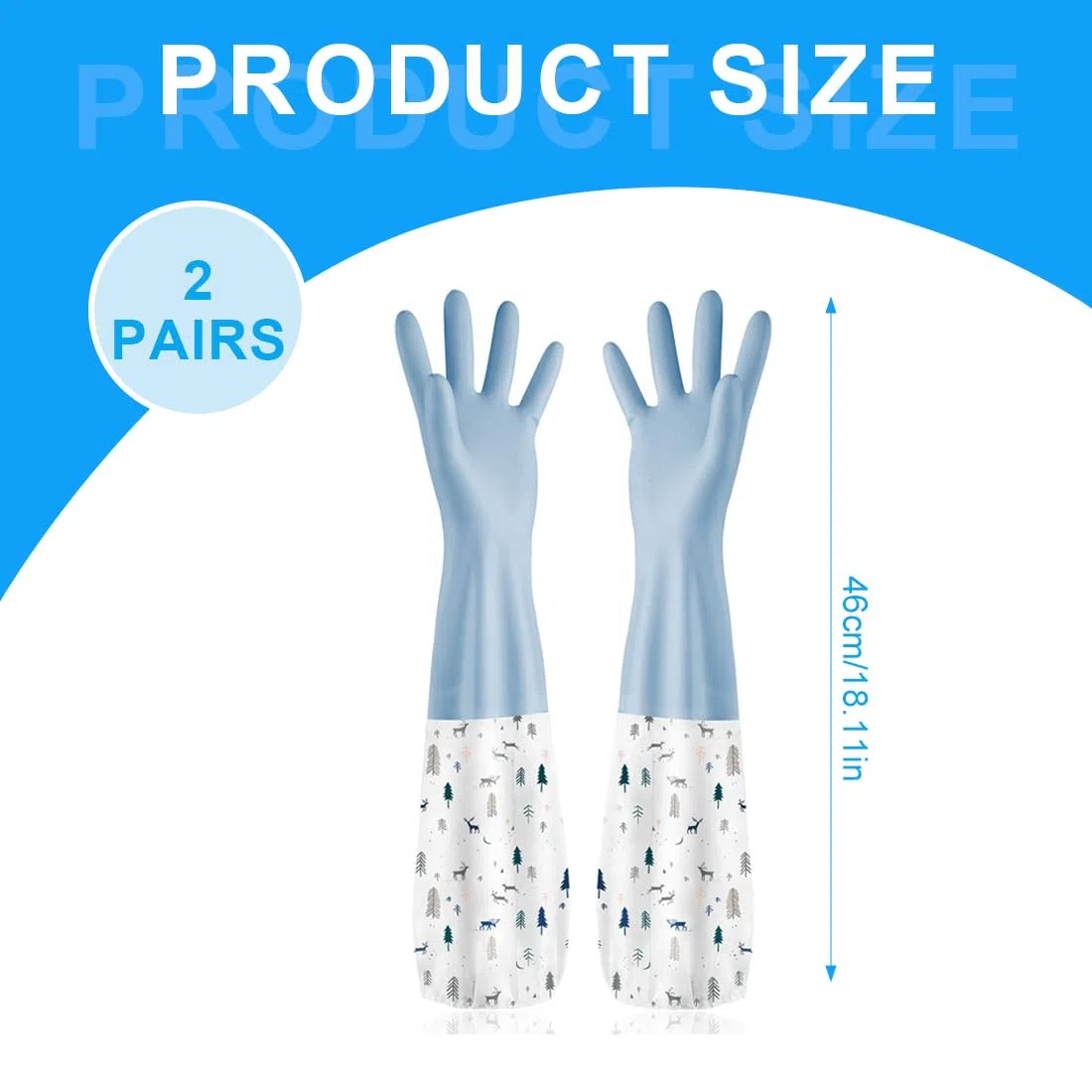 XPEX 2 Pares De Guantes De Cocina Antideslizantes Largos,Guantes De Goma Para Cocina,Lavado De Platos,Limpieza De Lavandería Doméstica