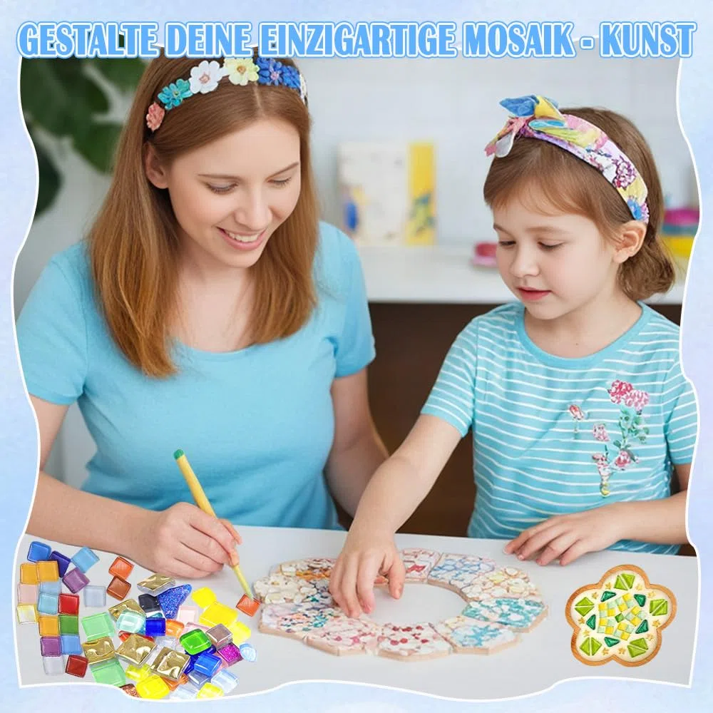 Azulejos de mosaico de cristal de 900 g, 1 x 1 cm, azulejos de mosaico para artes y manualidades, alrededor de 1000 piezas de mosaico de colores mixtos para manualidades, platos, macetas