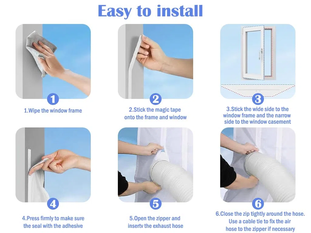 300CM Kit Ventana Aire Acondicionado Portatil, Sello de Ventana Universal, Sellado de Ventanas del Acondicionador, Kit de Sellado para Ventana, para Acondicionadores de Aire (Blanco)