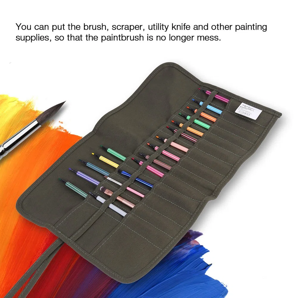 Akozon Acuarela Pincel funda mayor 30 agujeros Roll Up lienzo Pincel Lápiz tirar funda Acuarela aceite pincel Caso para artistas