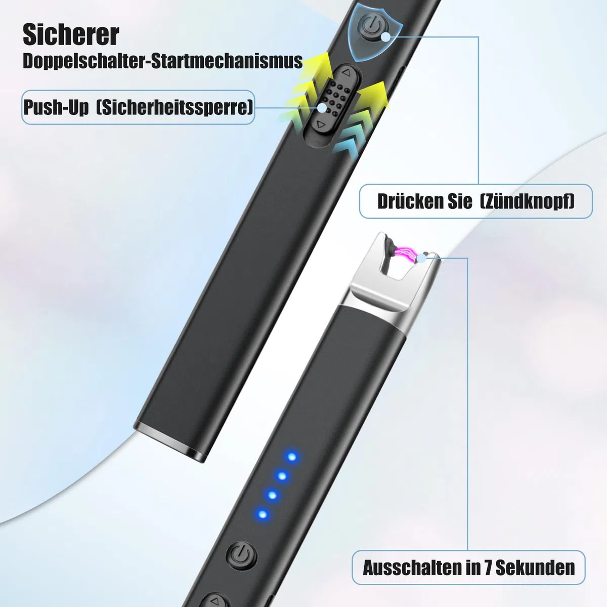 LcFun Mechero de arco eléctrico, recargable por USB, resistente al viento, eléctrico, de plasma, para encender velas, estufa de gas (2 unidades, negro)