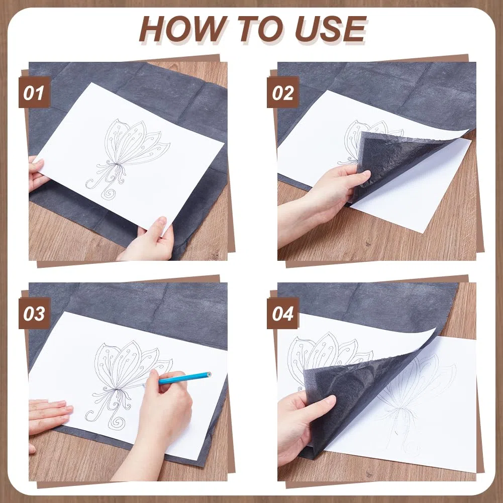 NBEADS 20 hoja de Papel de Transferencia de Grafito, Papel de Calco de Carbono de 45.5x62cm para Dibujar Patrones de Costura, Negro