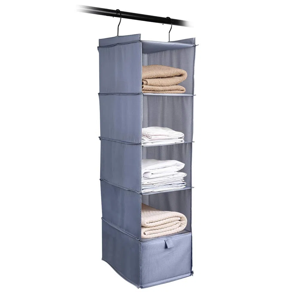 Organizador para Armario, Organizador armarios con 5 Capas y 1 cajón, Estante de Almacenamiento Colgantes, Organizador de Ropa de Armario, Estantería Colgante Flexible para Guardar Ropa