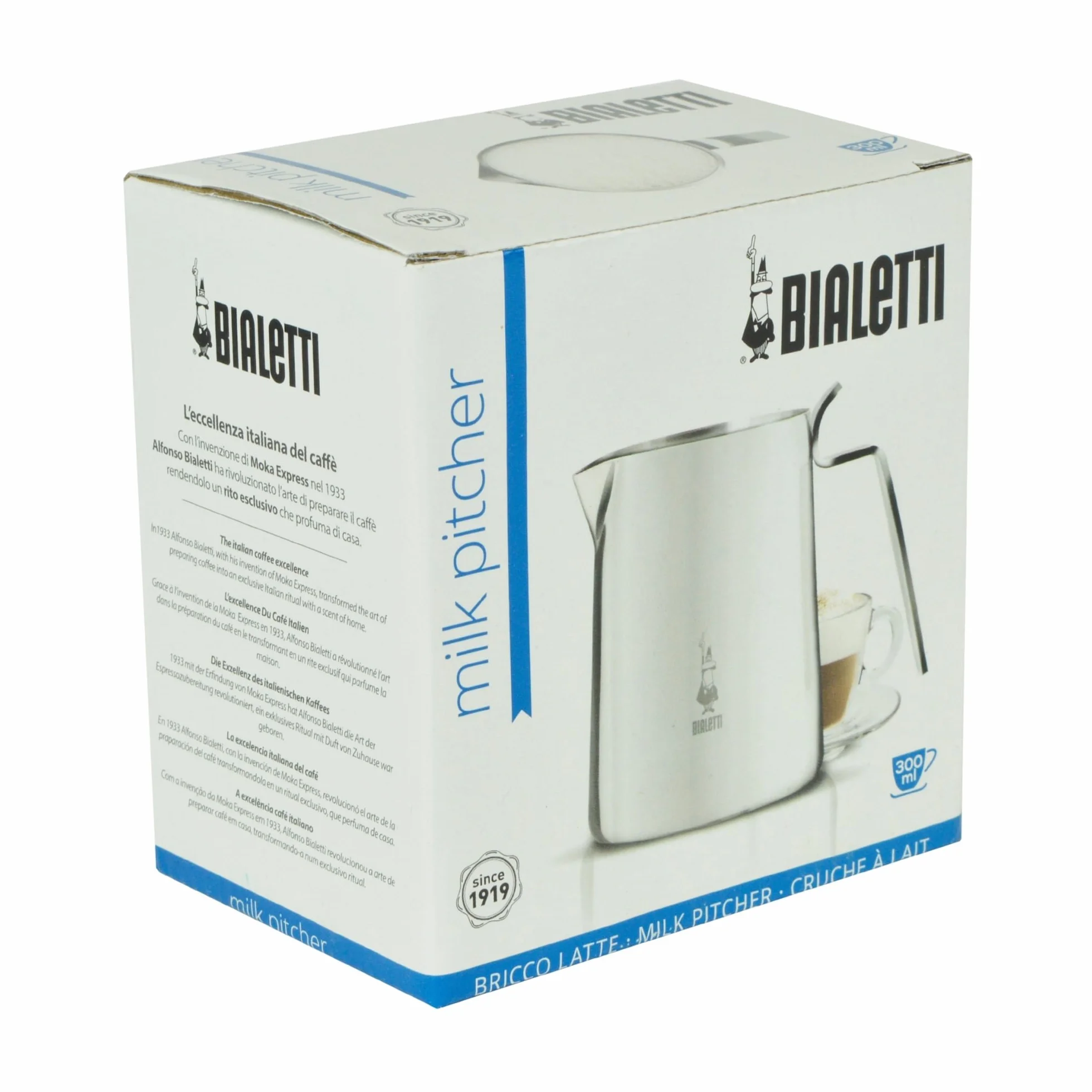 Bialetti 1806 Jarra de leche, 300 ml, Acero inoxidable, Plateado