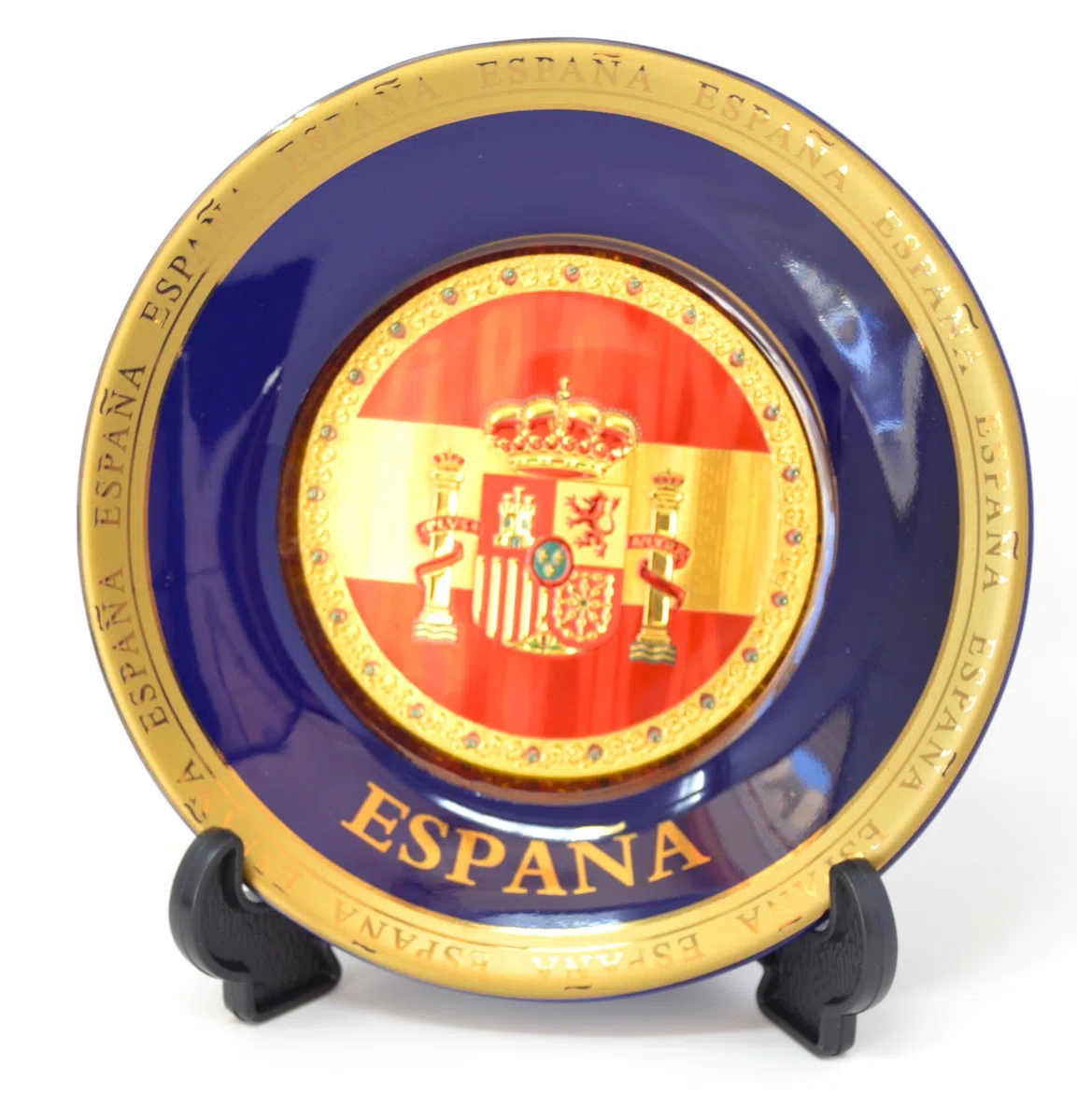 bandra de España.15.5cm Plato Decorativo de Cocina española, decoración de Paredes Interiores. España. Chapado en Oro. colgado en la Pared