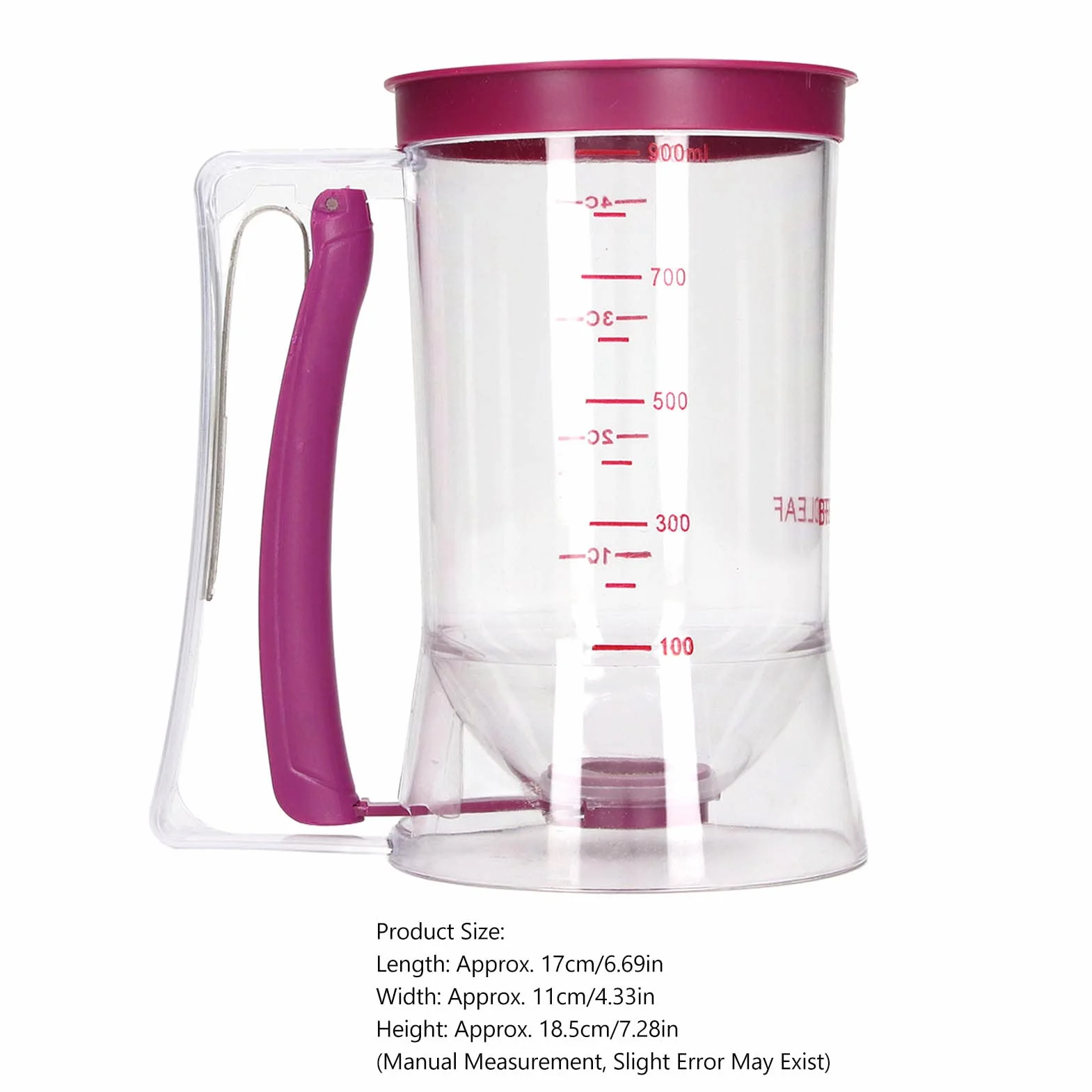 Cuchara para Masa Vesaneae con Tapa y báscula - Dispensador de Masa para Pasteles de 900 ml Dispensador de Masa para gofres Separador de Masa para panqueques para Magdalenas Panqueques