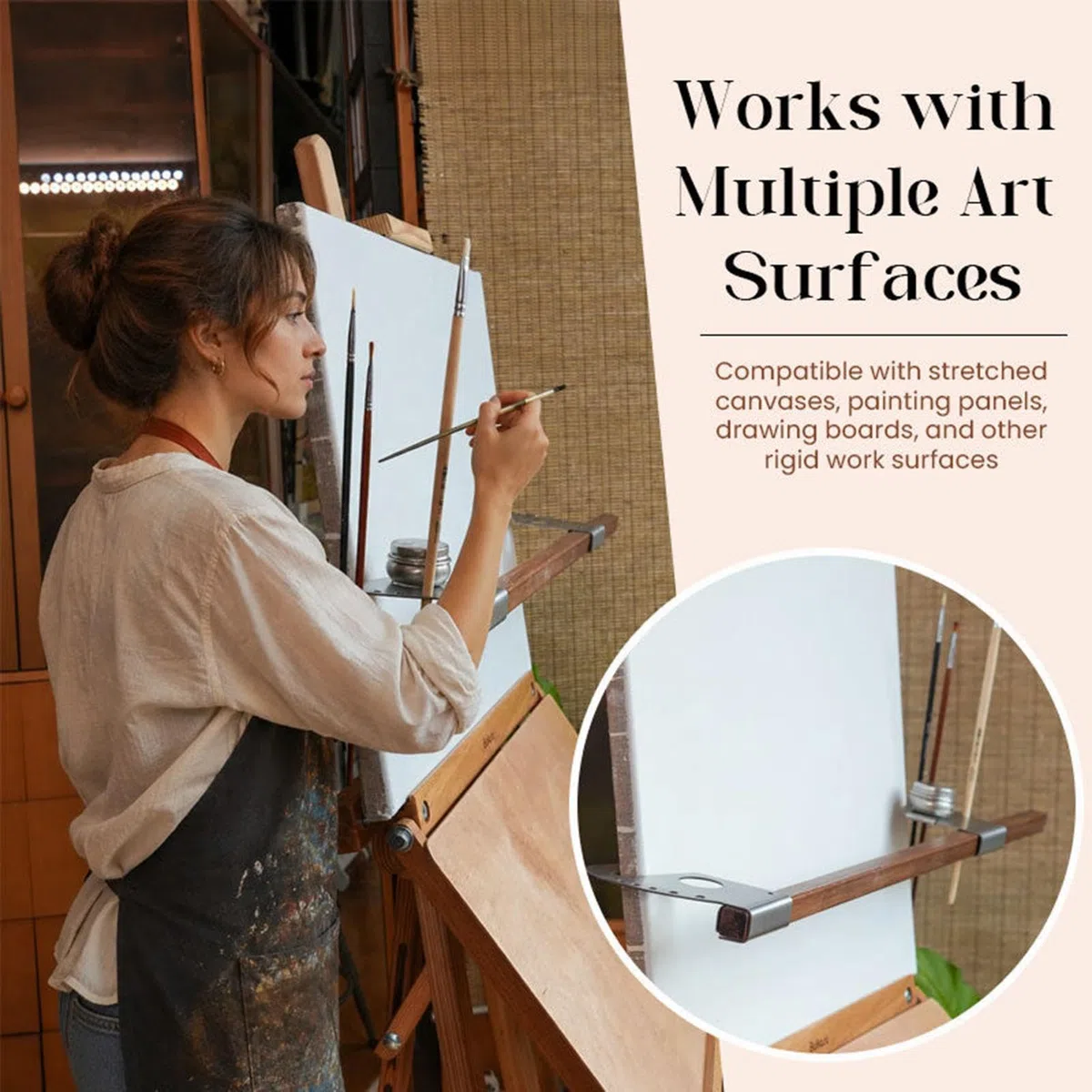 Caballete de , puente de soporte de mano, caballete ajustable, barra de soporte de apoyo de metal, reposamuñecas de metal, reposamuñecas para pintar las manos para el hogar, al aire libre, aula