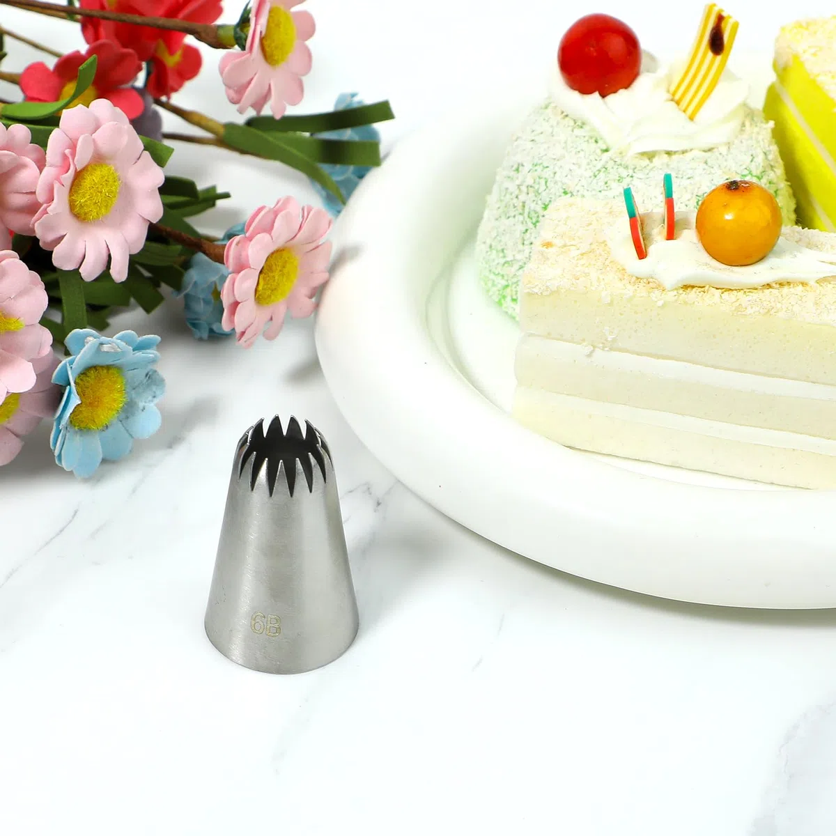 3 puntas de pastelería 6B, suministros de decoración de pasteles, boquillas de decoración, herramientas de horneado para crema de mantequilla, glaseado, pastel de cumpleaños, cupcakes, arte de