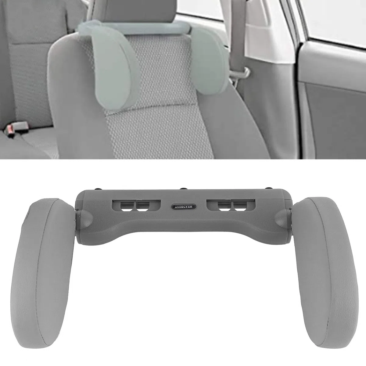 Reposacabezas de Asiento de Coche, Almohada de Cuello de Coche Ajustable de 180 Grados, Suave para Soporte de Cuello Y Cabeza de Coche Niños Adultos(Gris)