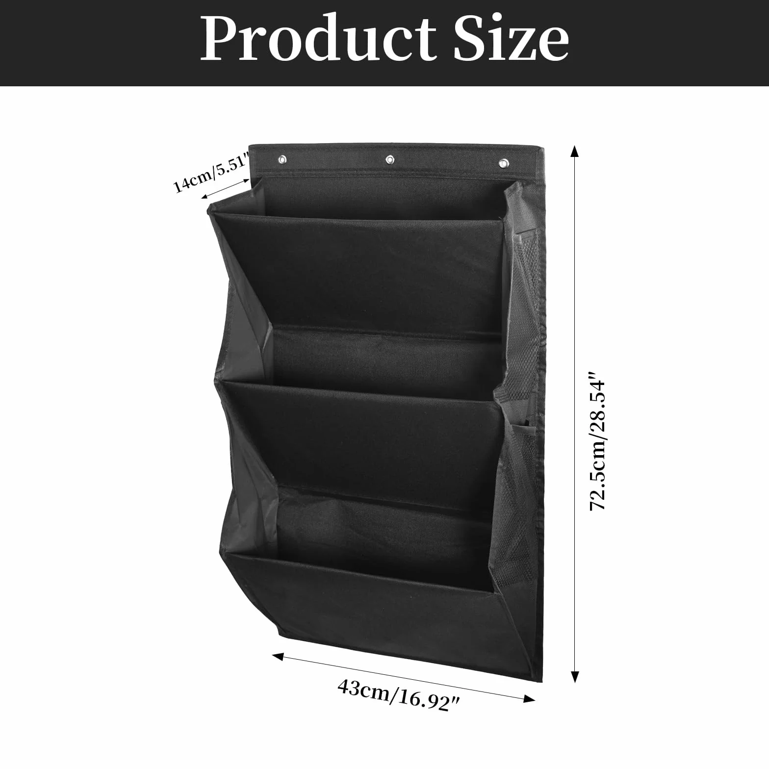 Zapatero colgante con 3 compartimentos grandes y 4 bolsillos de malla, zapatero tela para puerta de autocaravana, ahorra espacio (negro)