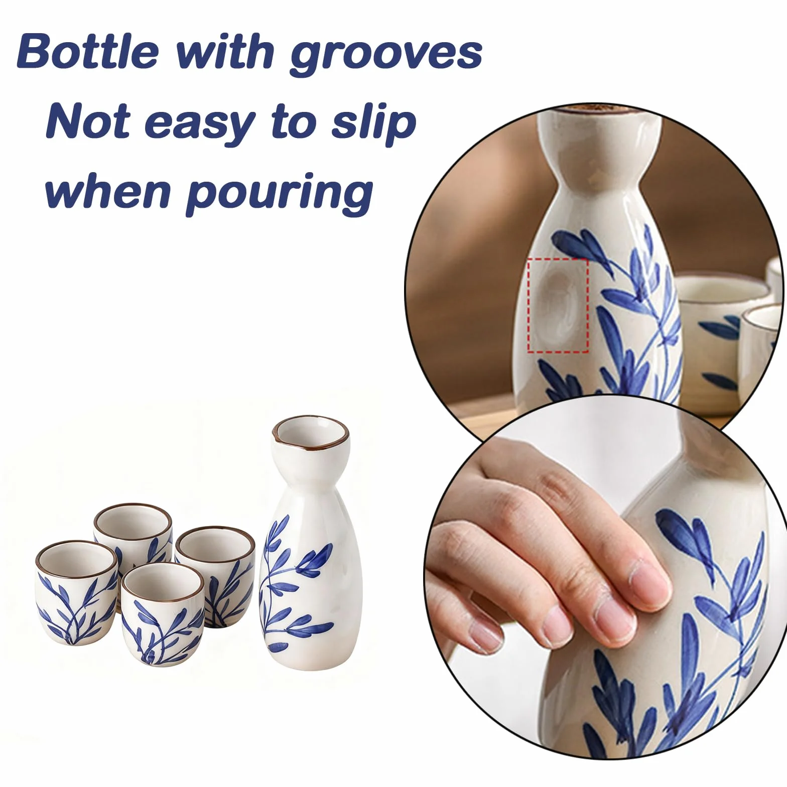5 Piezas Sake Set, Botella de Sake Porcelana Cups, Juego de Sake Japonés Tradicional, para Restaurantes de Té, Casas de Té Y para Beber Té A Diario (Blanco)