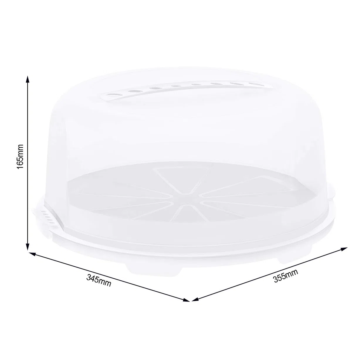 Rotho Fresh, campana de alta torta con capucha y asa de transporte, Plástico PP sin BPA, blanco, transparente, 35.5 x 34.5 x 16.5 cm