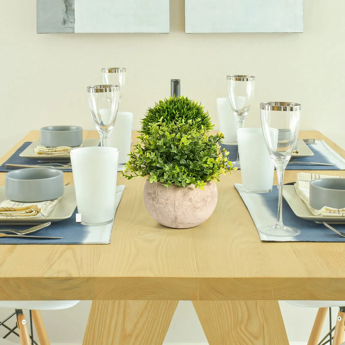 GoMaihe Plantas Artificiales Plásticas de Maceta, 3Piezas, Planta Artificial Decorativa, Adecuado para El Hogar Oficina Decoración Jardín Baño Cocina Balcón Planta Falsa Decorativas