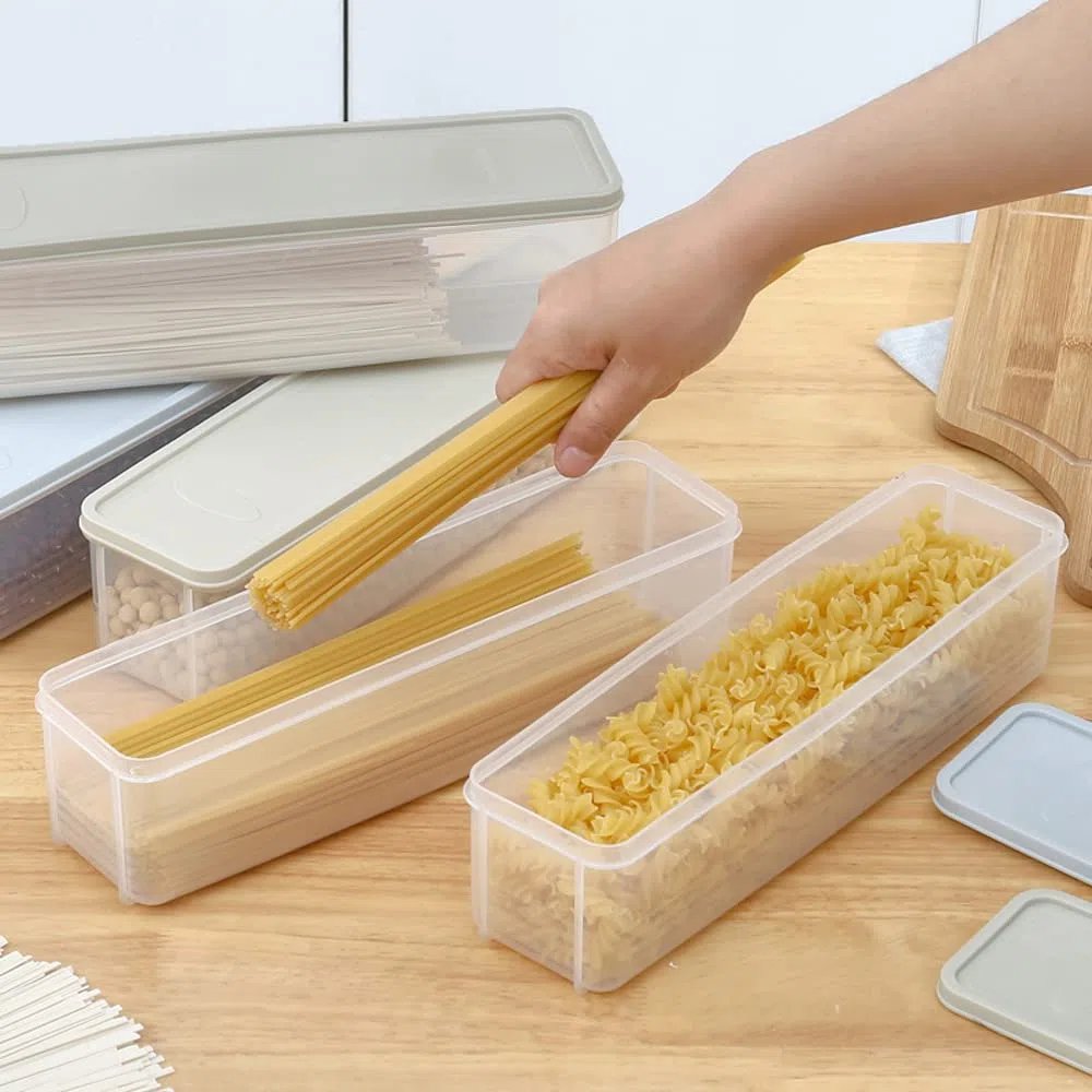 2 Piezas Recipiente Plástico para Alimentos, Cajas Pasta para Espagueti, Cajas con Tapas para Pasta, Espagueti, Cereales (2 Colores)