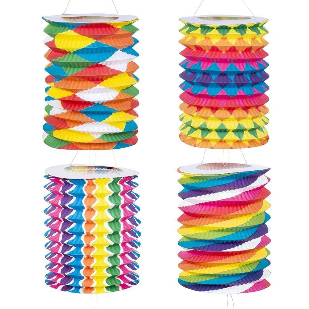 Boland 42034 - Farolillos de Papel (12 Unidades, tamaño 16 cm, 4 diseños Surtidos), Multicolor