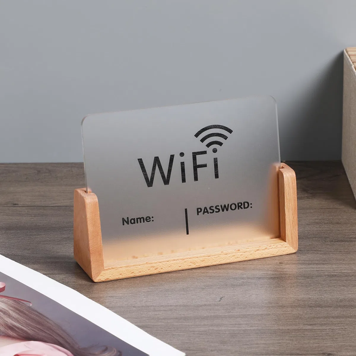 Mobestech Cartel de WiFi Soporte de Letrero de Contraseña WiFi para Negocios Señal de Acceso para Invitados