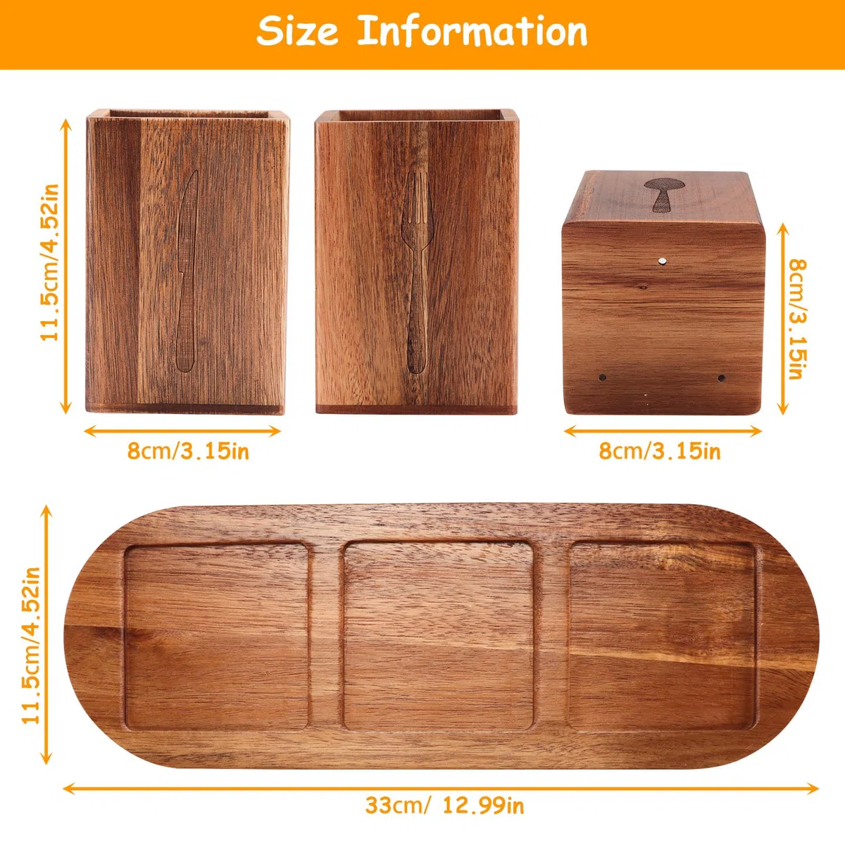 Escurridor de cubiertos de madera, portacubiertos de mesa con orificio de drenaje inferior, escurridor de cubiertos de cocina con bandeja de madera, soporte para utensilios para guardar palillos,