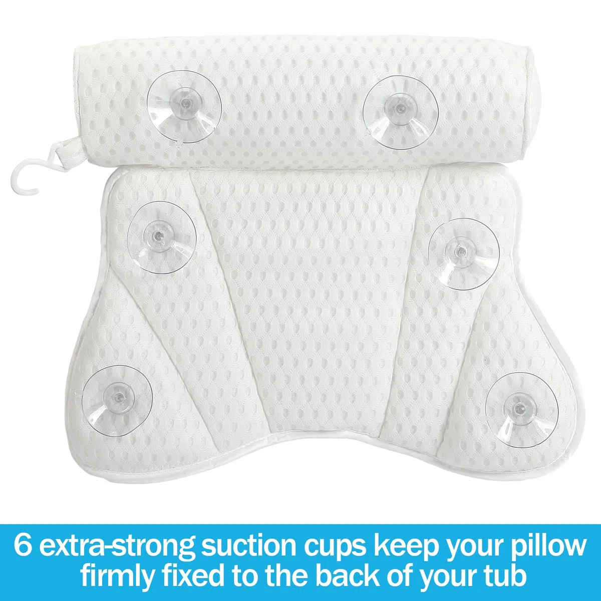 Almohada Bañera, Malla 4D Almohada de Baño, Almohada para Bañera con 6 Ventosas Antideslizantes, Reposacabezas Ergonómico, Puede soportar la Cabeza, el Cuello, la Espalda, para Bañera de Hidromasaje