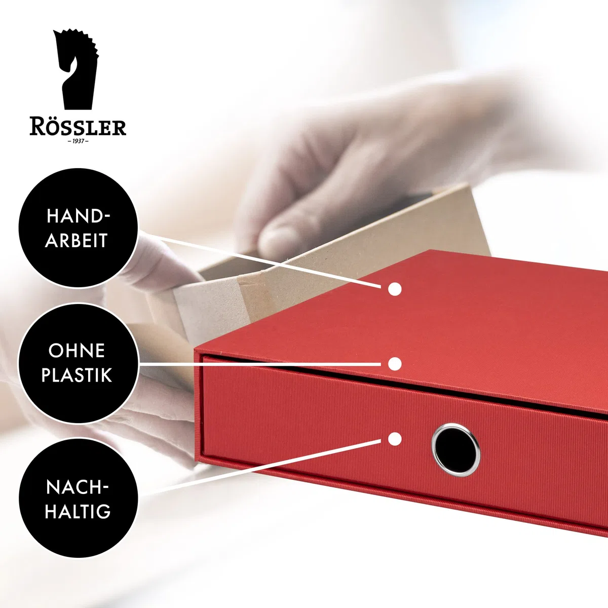 Rössler Soho - Caja de almacenaje, A4, color rojo