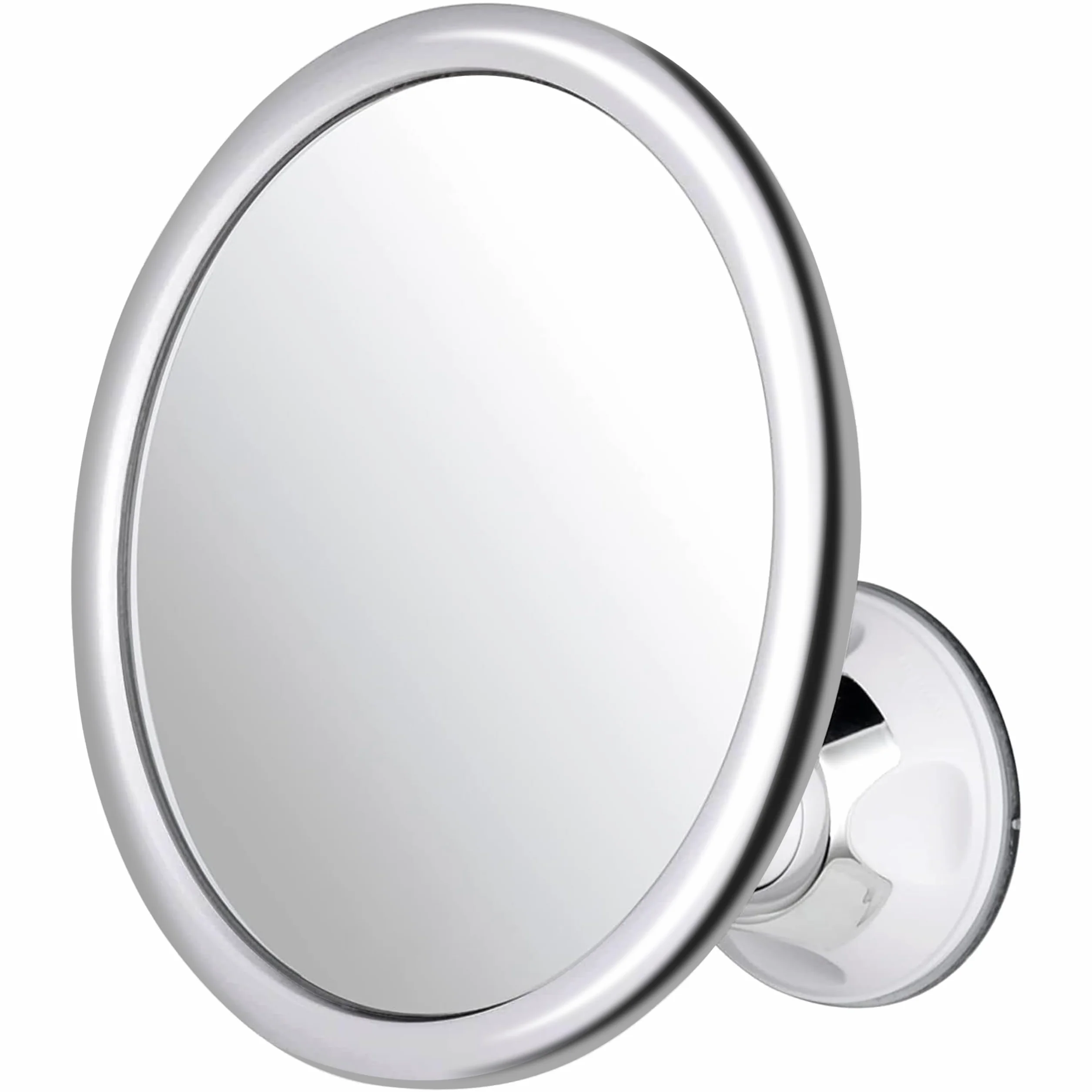 Mirrorvana Espejo de ducha redondo antiniebla para afeitar, espejo irrompible con ventosa giratoria de 360 grados para hombre y mujer, 17 cm (cromo clásico)