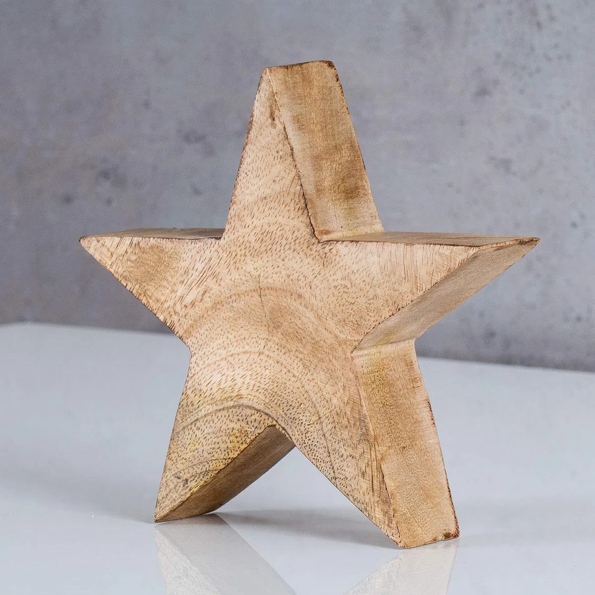 levandeo Estrella Estrella de Madera Mango 14cm Madera de Mango Marrón Natural Decoración Decoración de Mesa Decoración de Madera Pieza Única