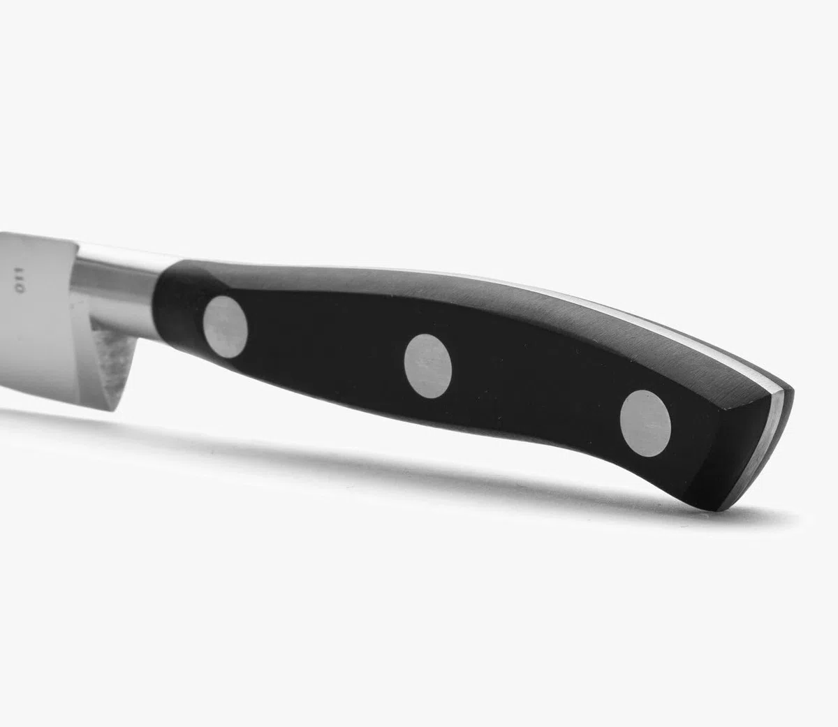 Arcos Cuchillo Pelar Forjado Acero Inoxidable. Cuchillo Cocina para Pelar Frutas y Verduras. Mango Ergonómico Polioximetileno y Hoja 100mm. Serie Riviera. Color Negro.