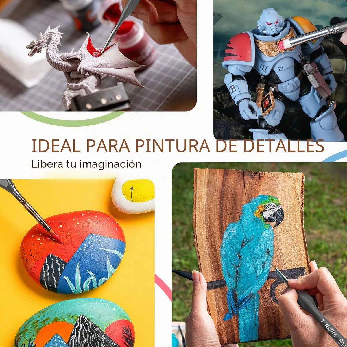 Nicpro Pinceles de Pintura en Miniatura – Juego de 20 Pinceles de Pintura Modelo con Funda de Nailon para acrílico, Acuarela, Pincel seco para, Pintura, Modelo, miniaturas DND