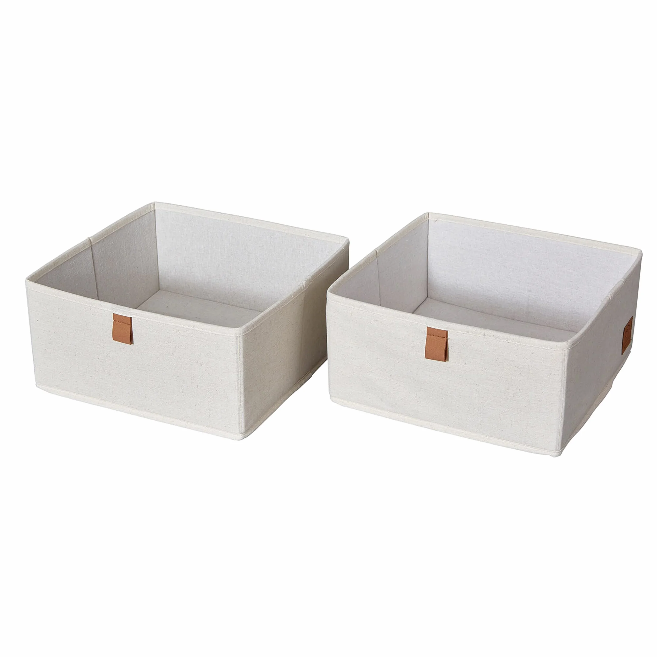 LOVE !T STORE !T 679554 Cajonera de 2 Piezas, Organizador para Armario de Tela, Juego con Dos Cajas Grandes, Beige, 30cm x 30cm x 15cm