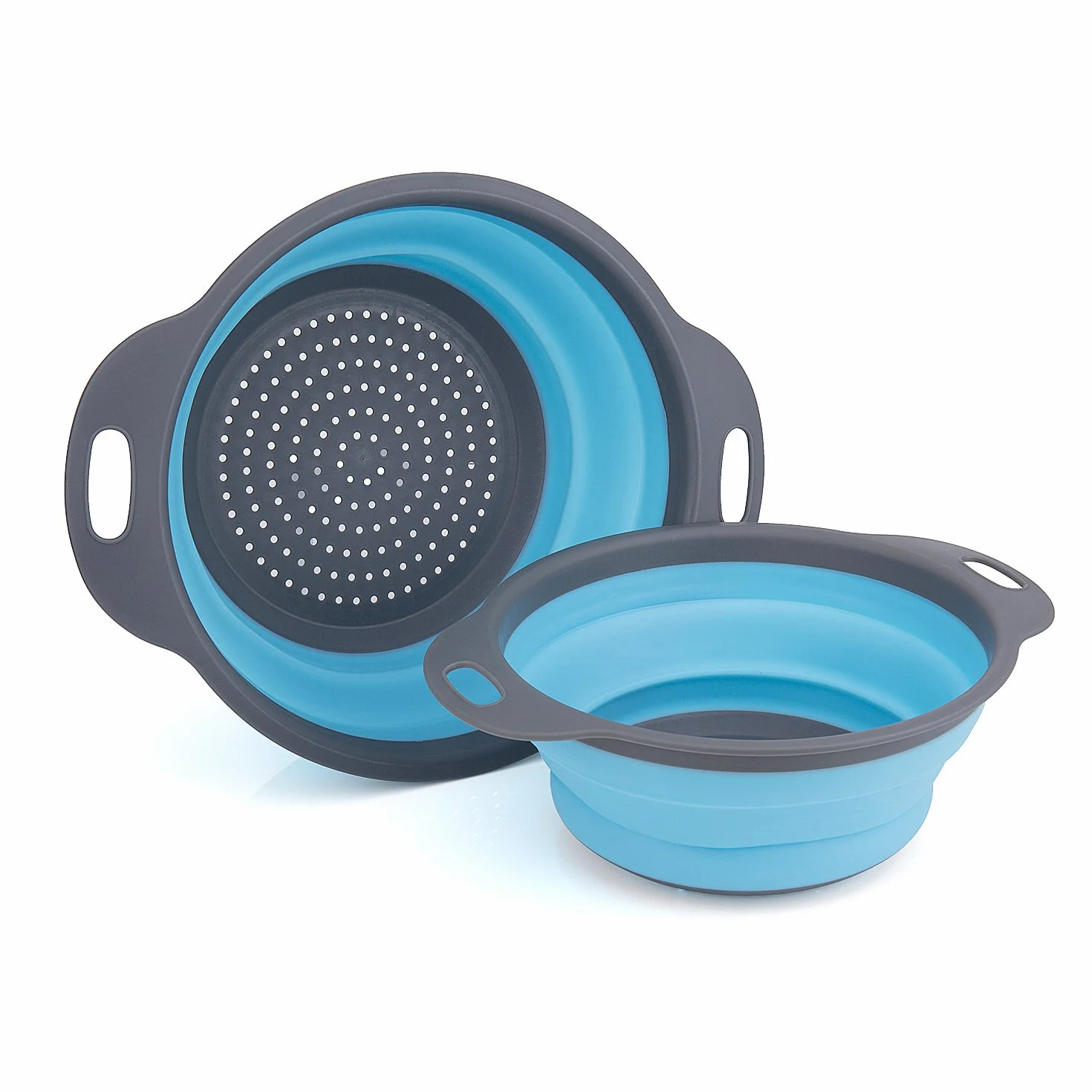 Coladores Cocina, Diealles Cocina Plegable Colador de Silicona Colador Plegable Cesta de Frutas Lavado Escurridor para Cocina Uso Doméstico(Azul)