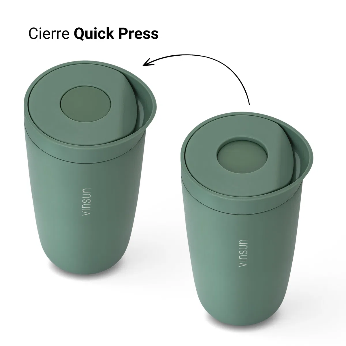 VINSUN Taza Térmica Café para Llevar 350ml - A Prueba de Fugas, Doble Pared, Acero Inoxidable, Bebidas Calientes y Frías - Vaso Termico con Cierre Quick Press