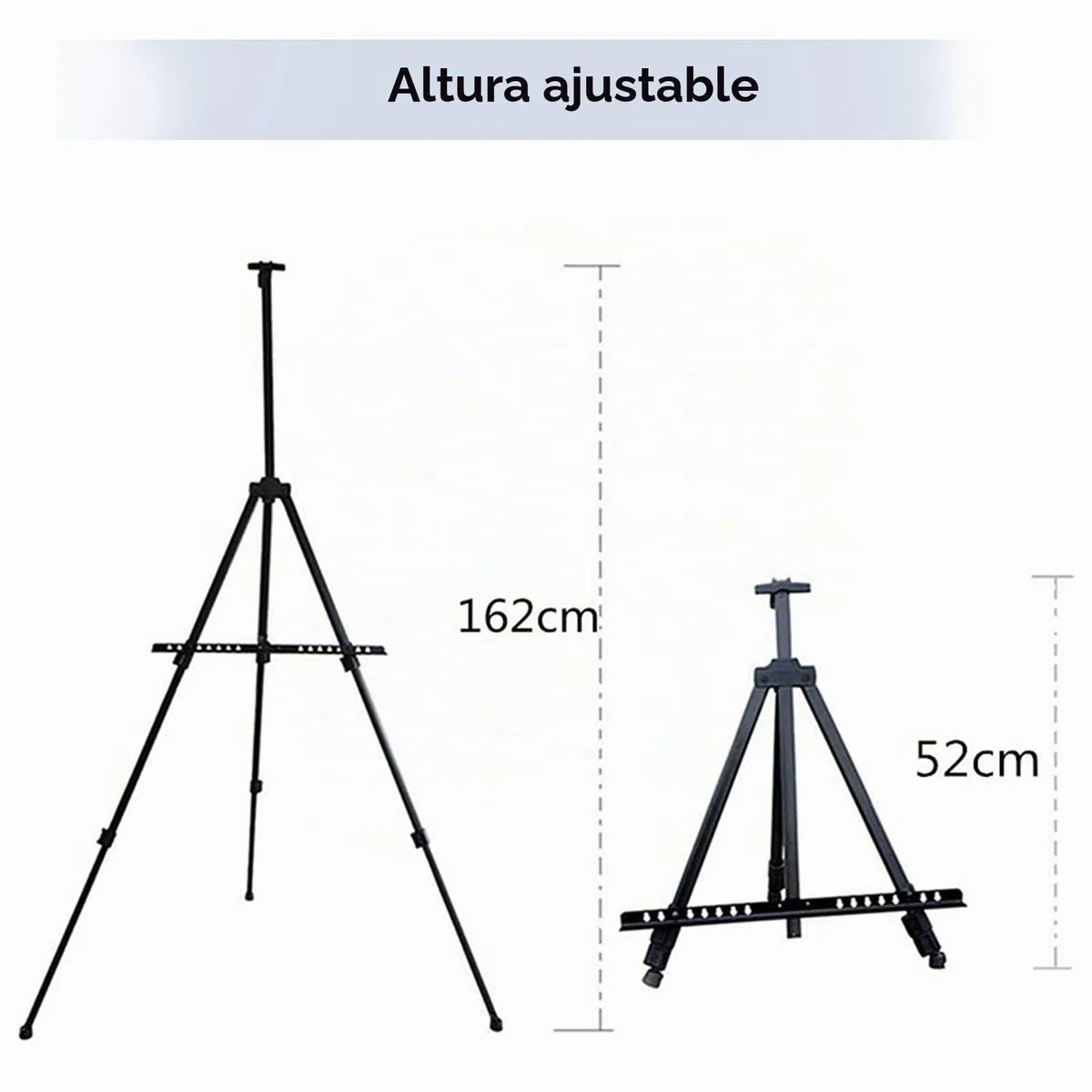 Caballete de aluminio de altura regulable de 60 a 162 cm, estable y ultraligero, caballete de mesa plegable y de campo con bolsa de transporte, multifuncional para color, póster (negro)