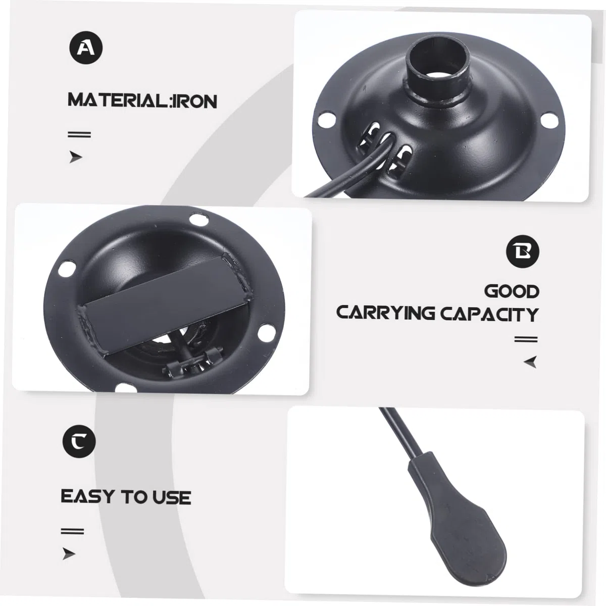 Placa Base Giratoria de Hierro para Silla de Oficina Capacidad de Carga Ajustable y Elevación, Accesorio Resistente para Reemplazo de Base Giratoria Negra
