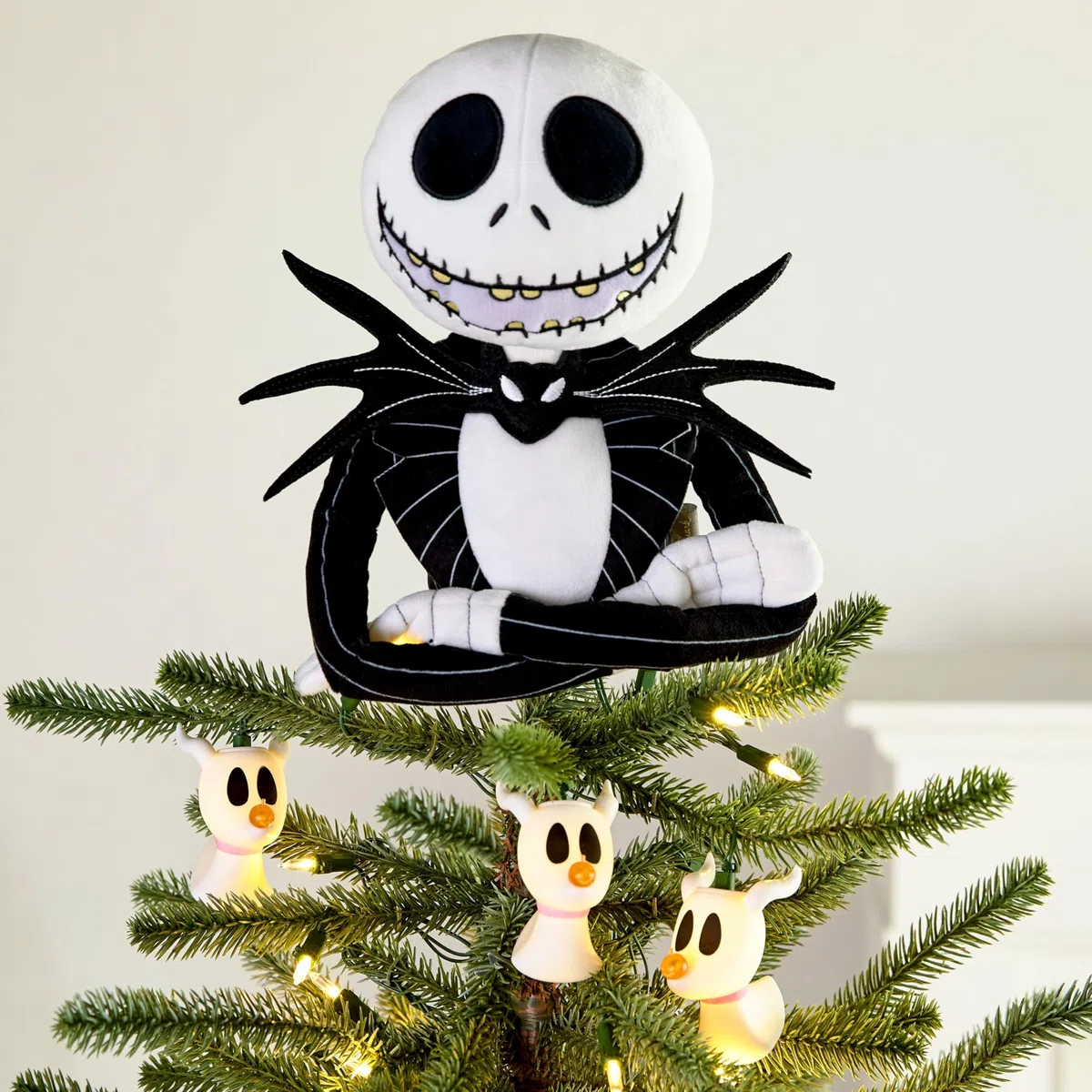 Hallmark The Nightmare Before Christmas Punta de Árbol, Jack Skellington, Adorno de Navidad, Decoración de Árbol, Negro, Blanco